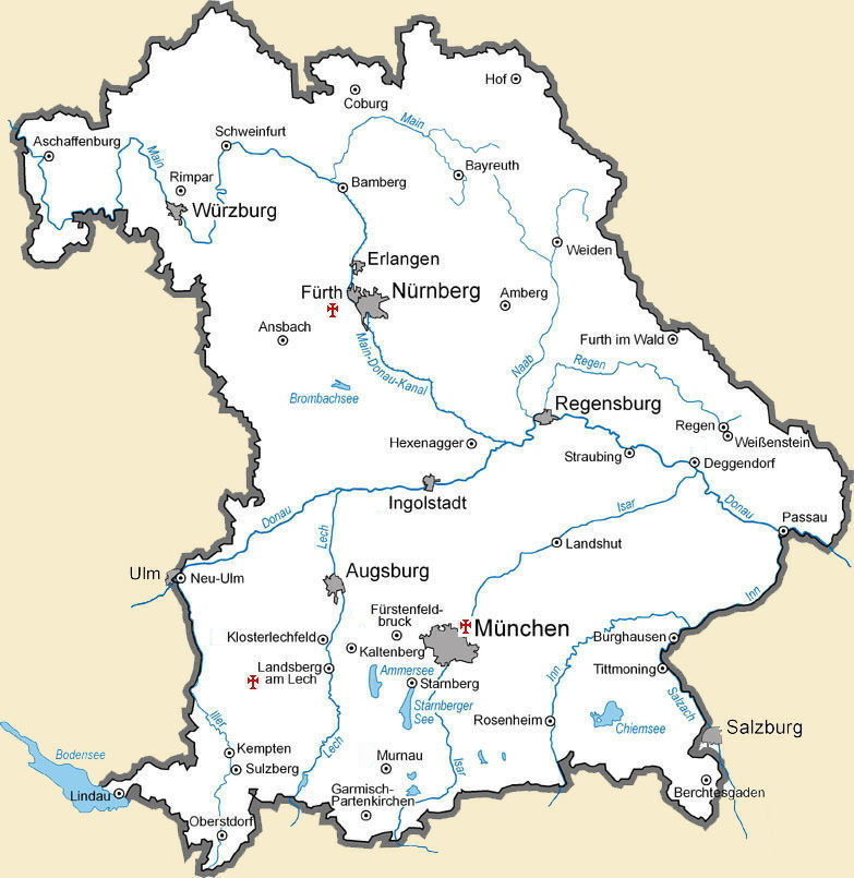 Bayern - Landkarte